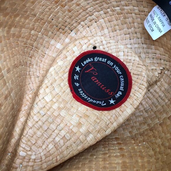 VAMUSS Cowboy Hat Men's 100% Raffia Woven Cap Wide Brim Western - Picture 2 of 10